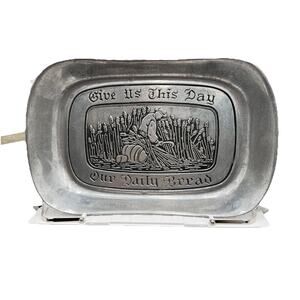 Original Vintage Wilton Armetale Silver Pewter Bread Tray Give‎ Us This Day EUC